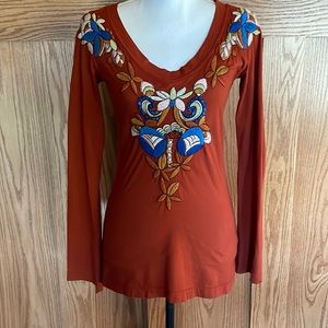 JOHHNY WAS LA Embroidered Top Size Small